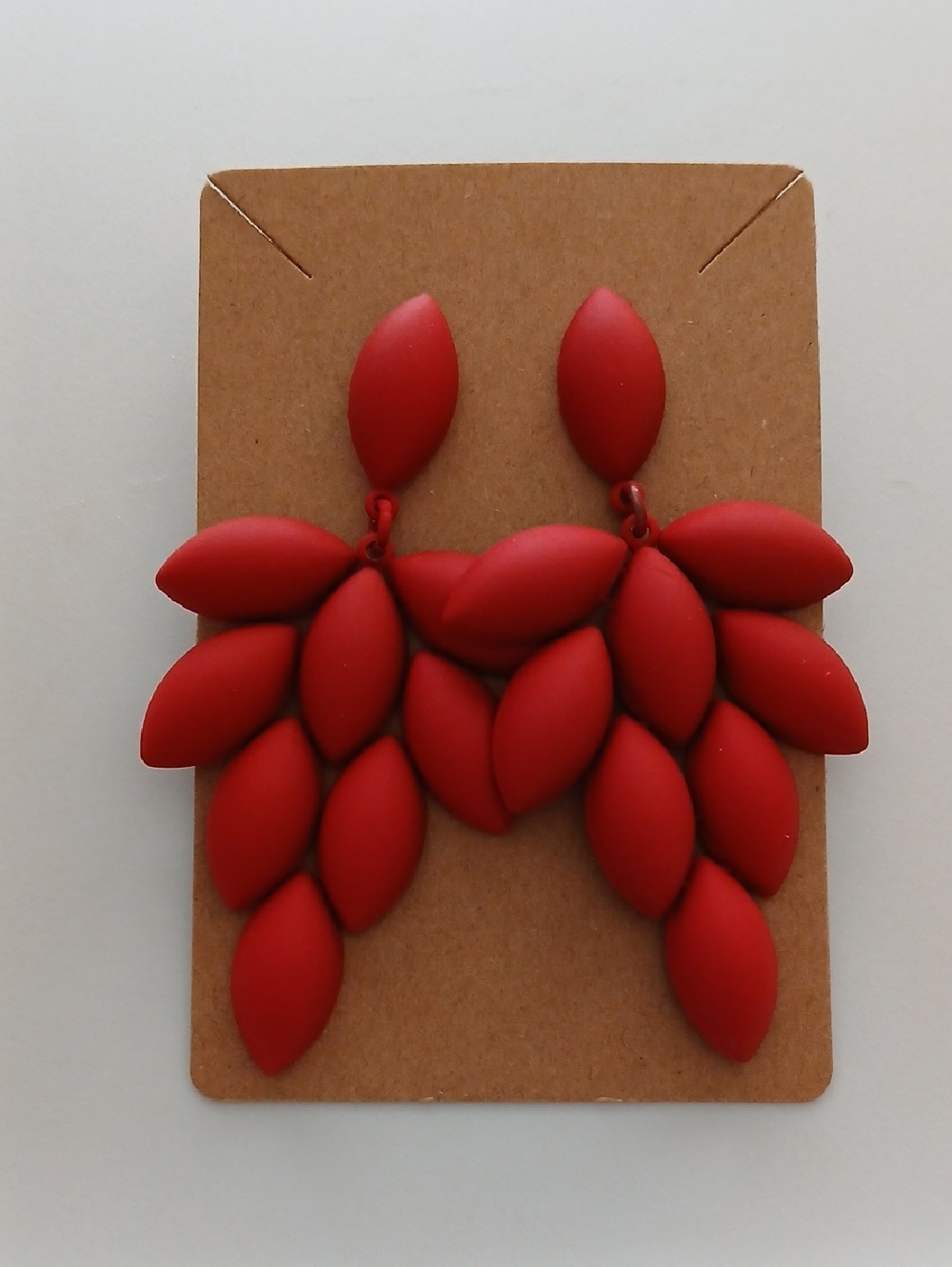 Fashion Jewelry Red Petal Cluster Drop Earrings - Picture 4 of 4